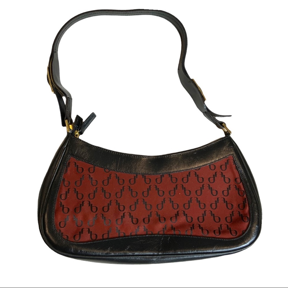 Francesco Biasia vintage Y2K Italian Black Monogram leather coquette mini purse